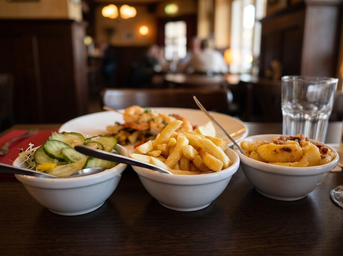 Bijgerechten in schaaltjes op tafel