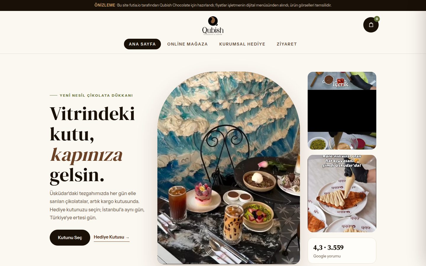 Chocoladeboetiek met een werkende webshop · Op desktop
